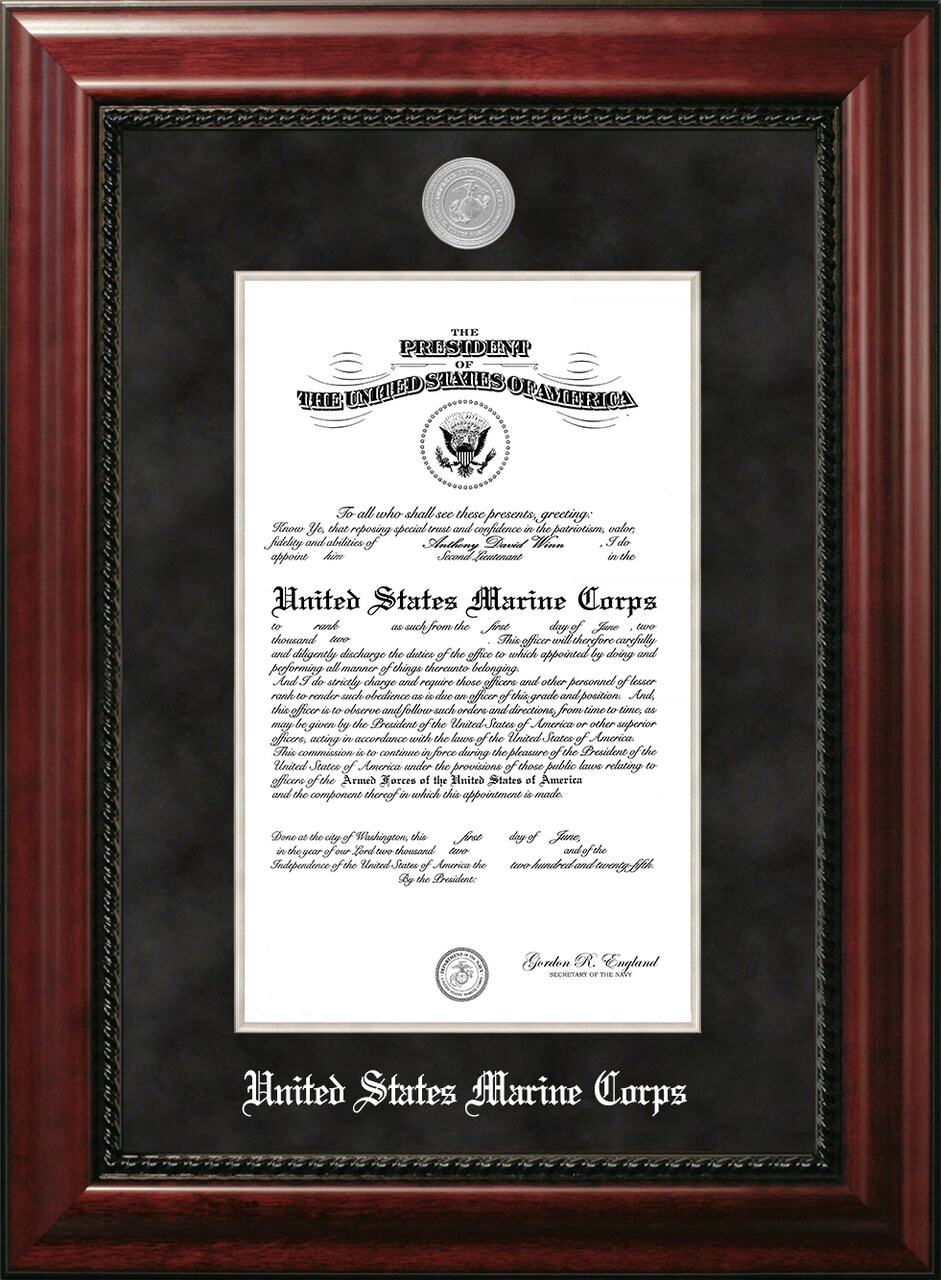 Patriot Frames Marine 10x14 Certificate Executive Frame with Silver Medallion